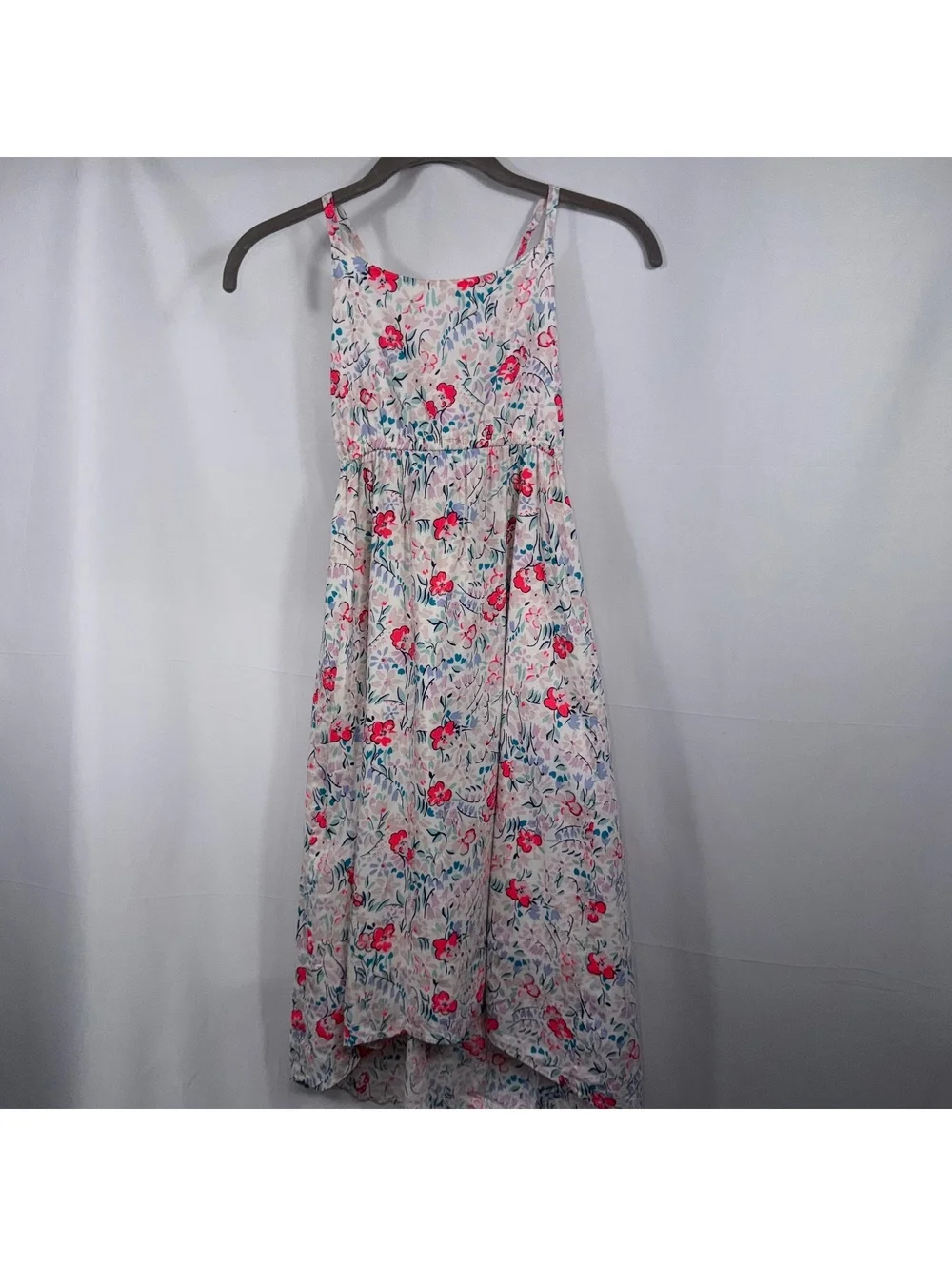 Old Navy Girls Size 8 Floral Maxi Dress Adjustable Straps High Low Hem